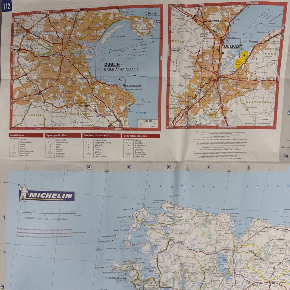 Vtg Michelin Ireland Map 712 Road Travel Guide Dublin Belfast City Maps Y2K - Picture 6 of 8